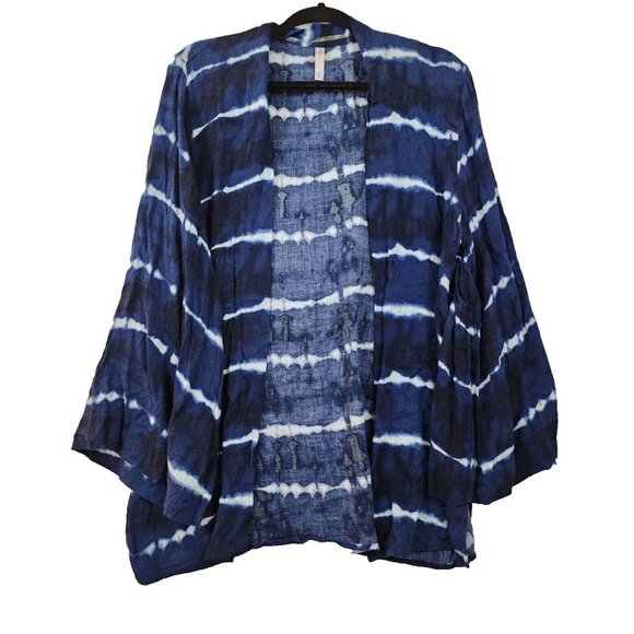 Xhilaration Womens M/L Blue Black White Tie Dye Long Sleeve Open Front Cardigan - Picture 1 of 4